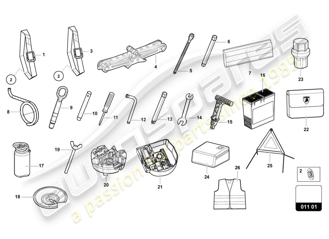 lamborghini urus performante (2024) vehicle tools part diagram