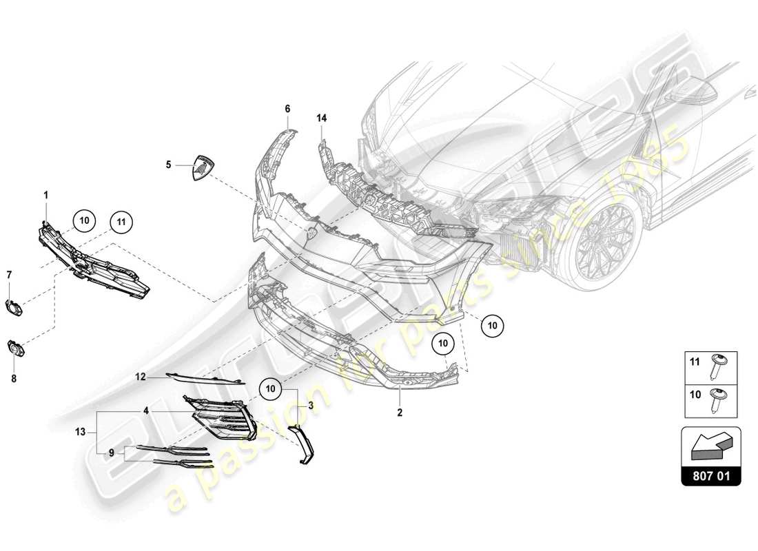 lamborghini urus (2019) insert for bumper front part diagram