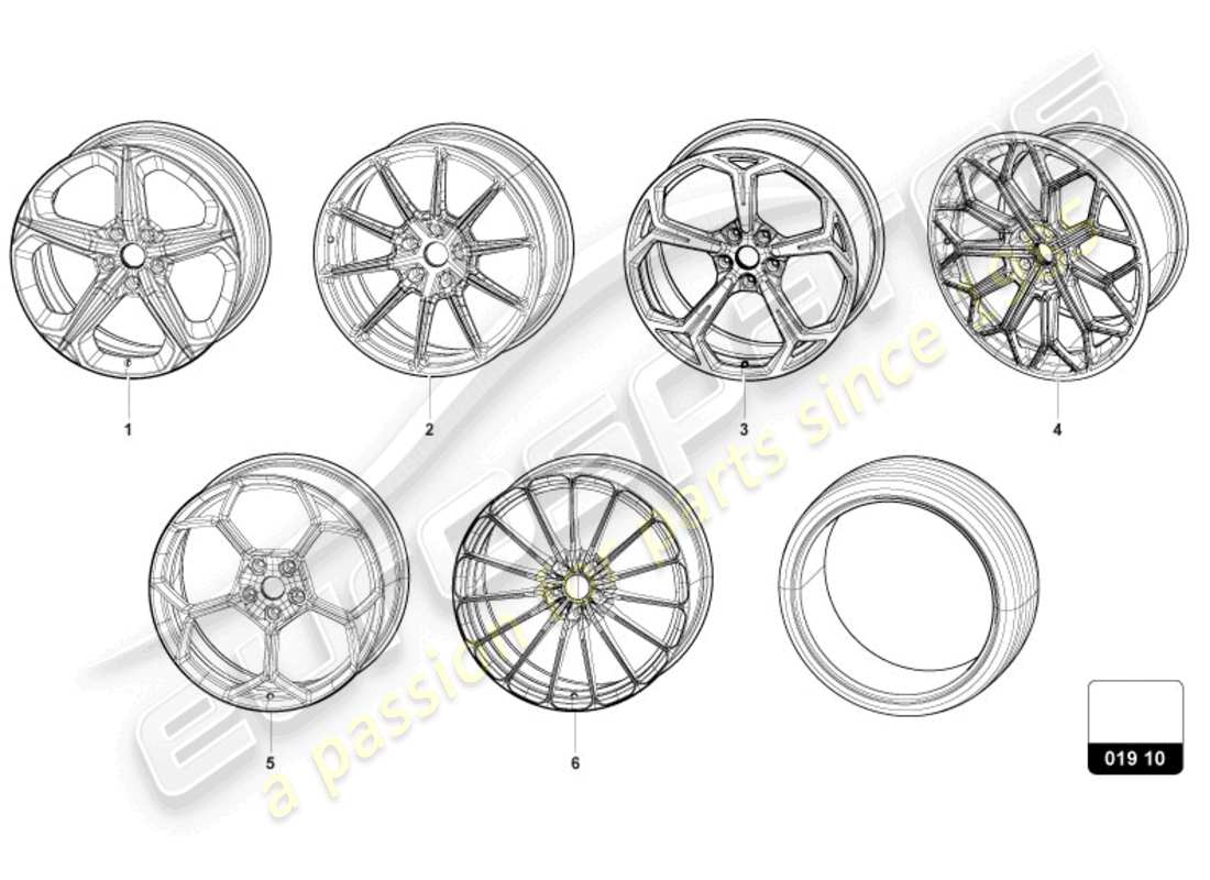 lamborghini urus performante (accessories) complete wheel part diagram