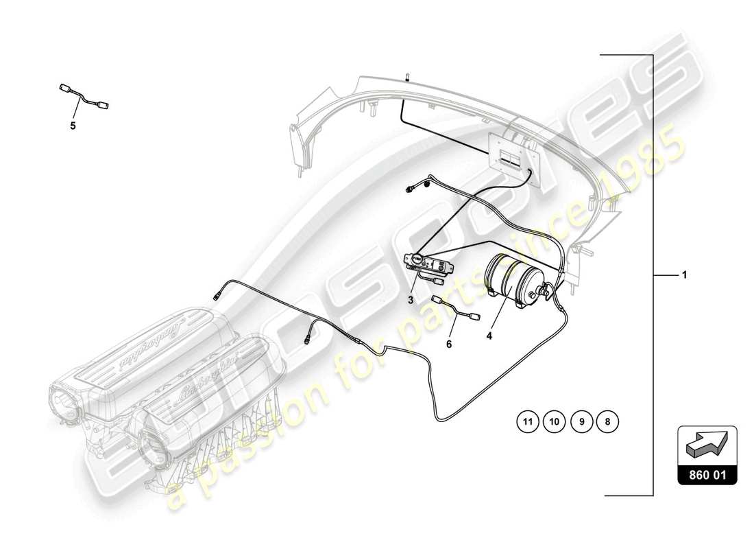 lamborghini super trofeo evo (2018) fire extinguisher part diagram