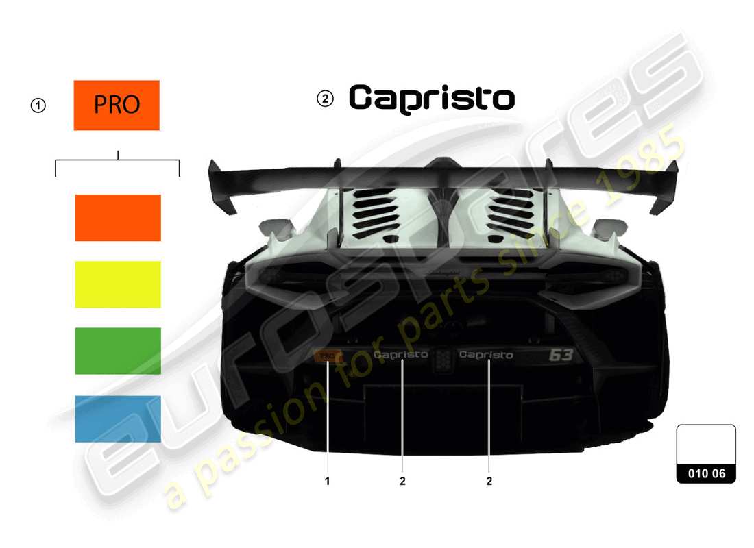 lamborghini super trofeo evo 2 (2022) stickers part diagram