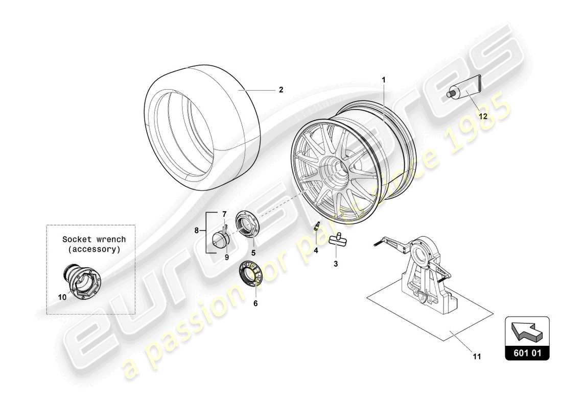 lamborghini super trofeo evo 2 (2022) front and rear tyres part diagram