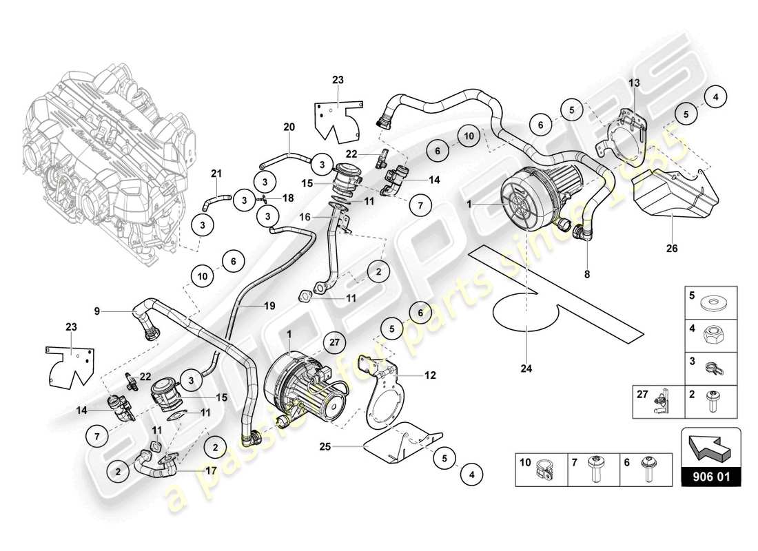 lamborghini ultimae roadster (2022) secondary air pump part diagram