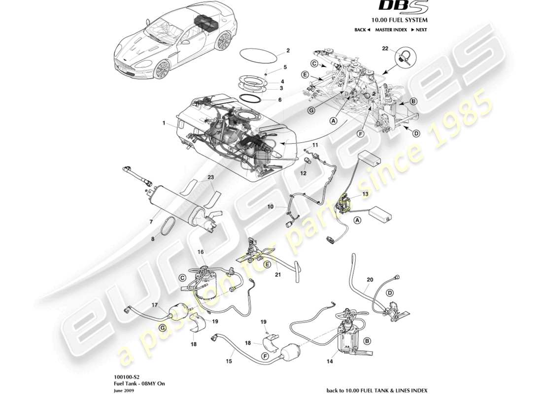 a part diagram from the aston martin dbs (2012) parts catalogue