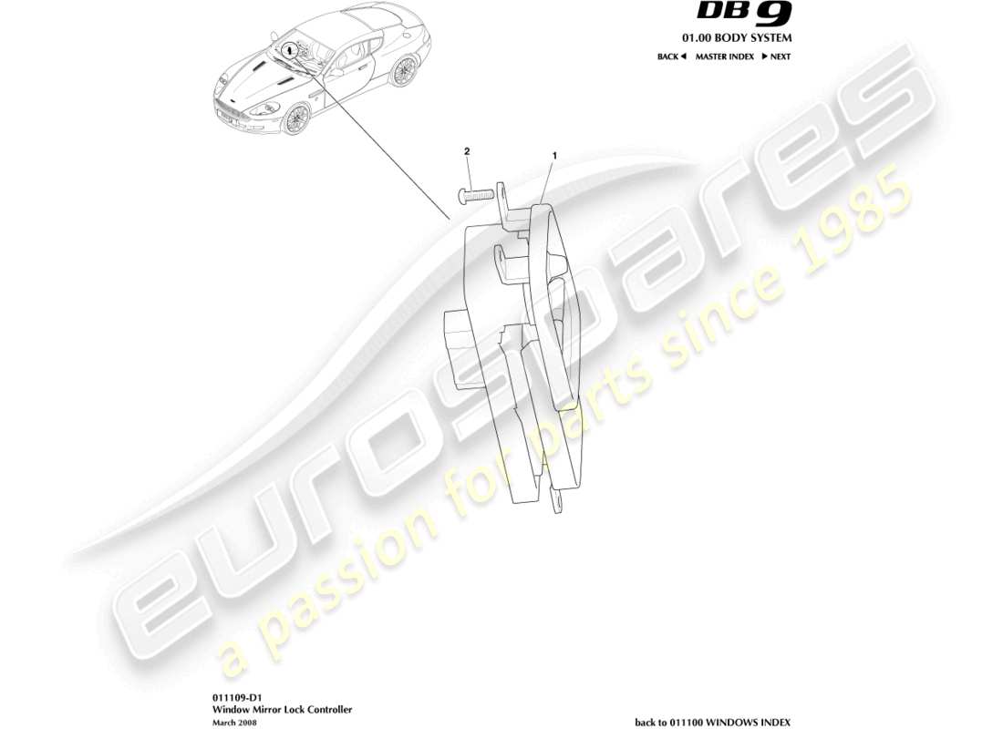 aston martin db9 (2012) window/mirror lock controller part diagram