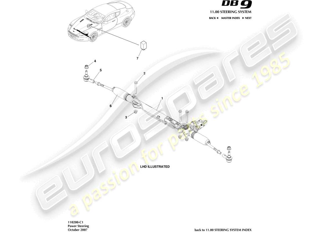 aston martin db9 (2012) power steering part diagram