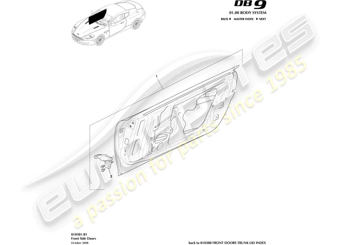 aston martin db9 (2012) front side doors part diagram