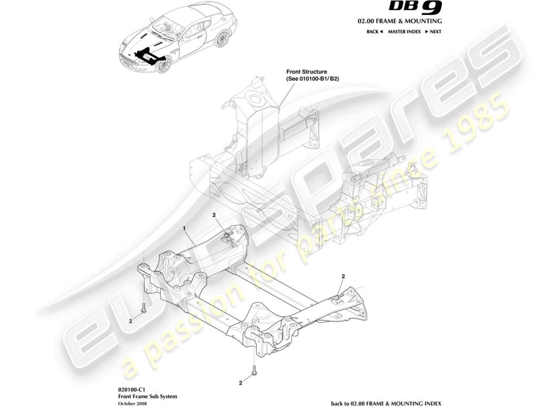 a part diagram from the aston martin db9 (2010) parts catalogue