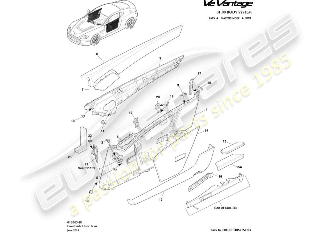 a part diagram from the aston martin v12 vantage (2013) parts catalogue