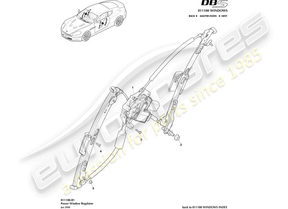 a part diagram from the aston martin dbs (2009) parts catalogue