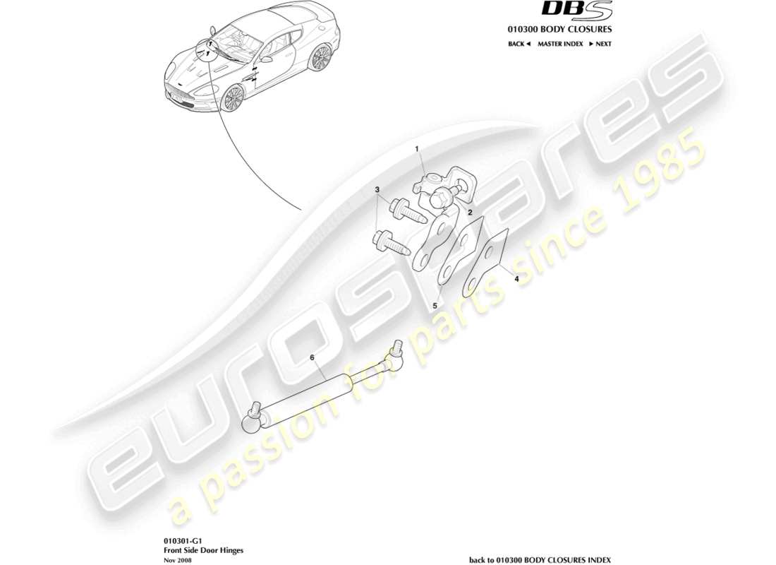 a part diagram from the aston martin dbs (2014) parts catalogue