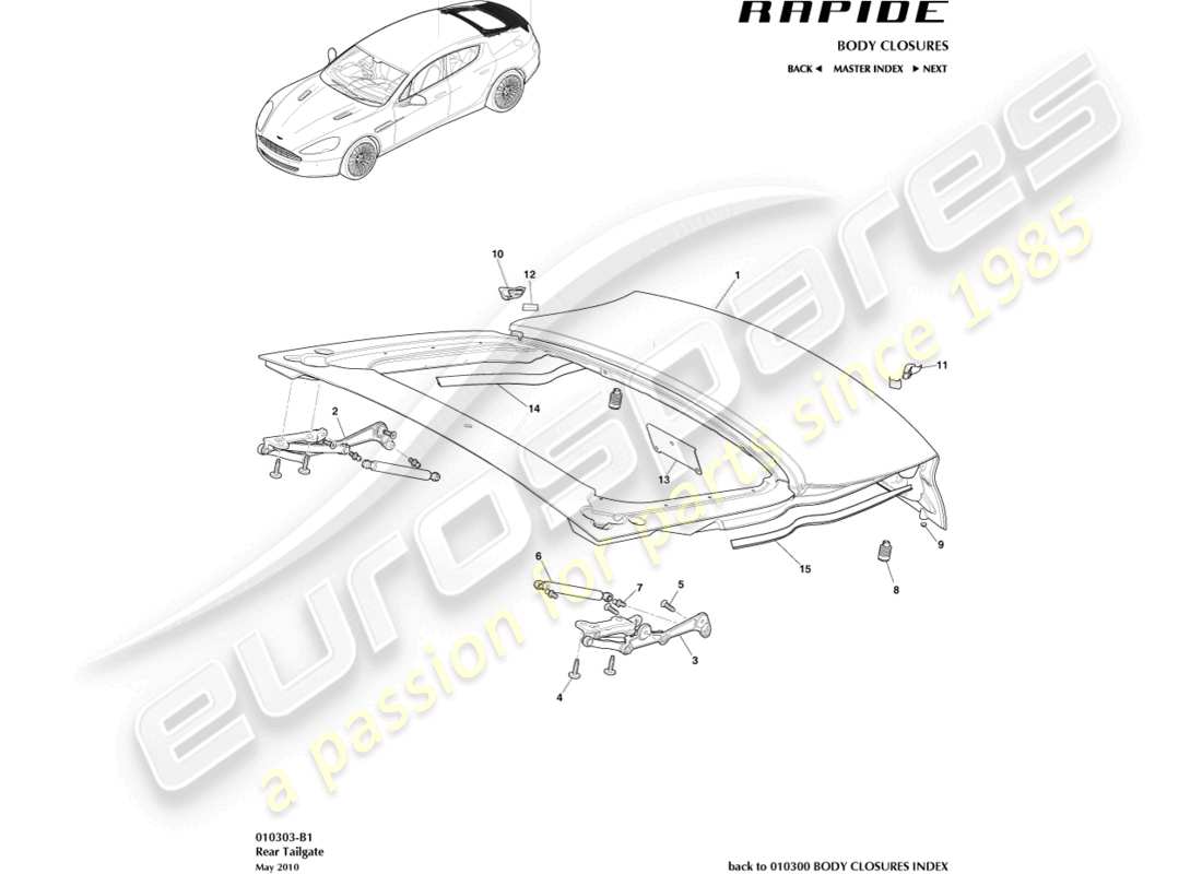 a part diagram from the aston martin rapide (2018) parts catalogue