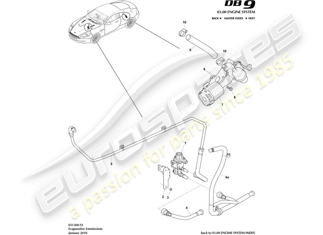 aston martin db9 (2012) evaporative emissions part diagram