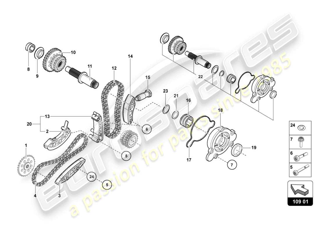 lamborghini ultimae (2022) timing chain part diagram