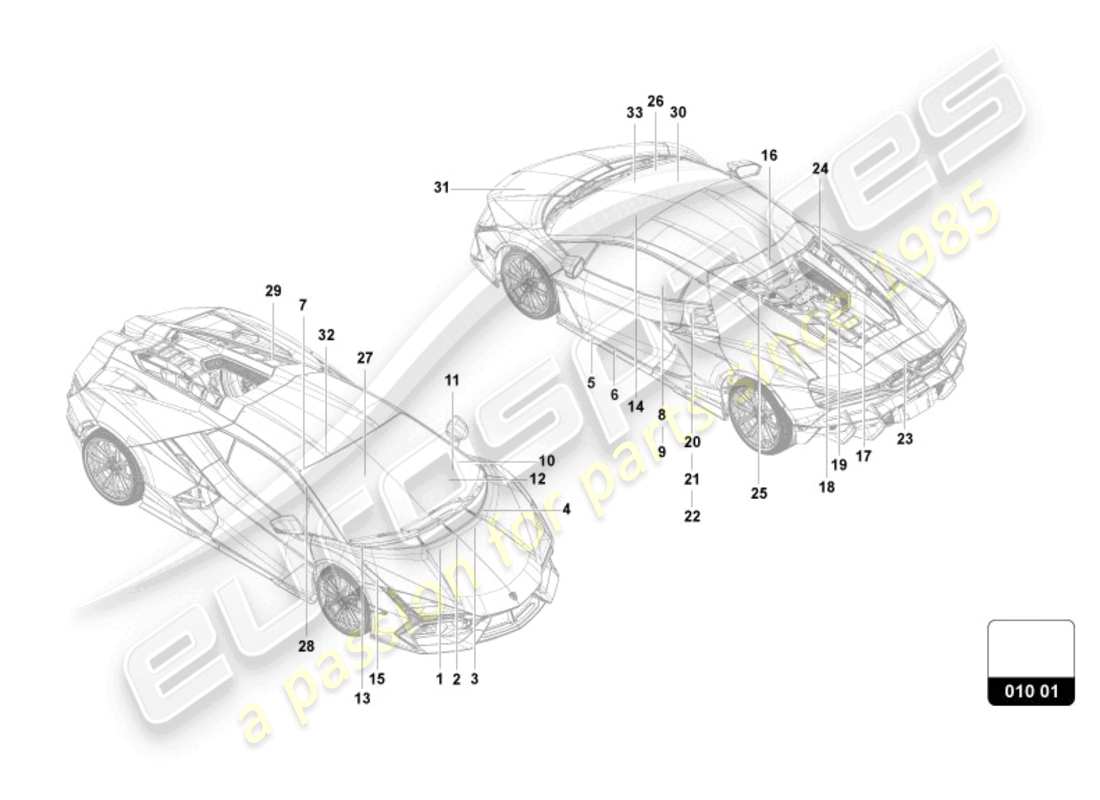 lamborghini revuelto coupe (2024) signs/notices part diagram