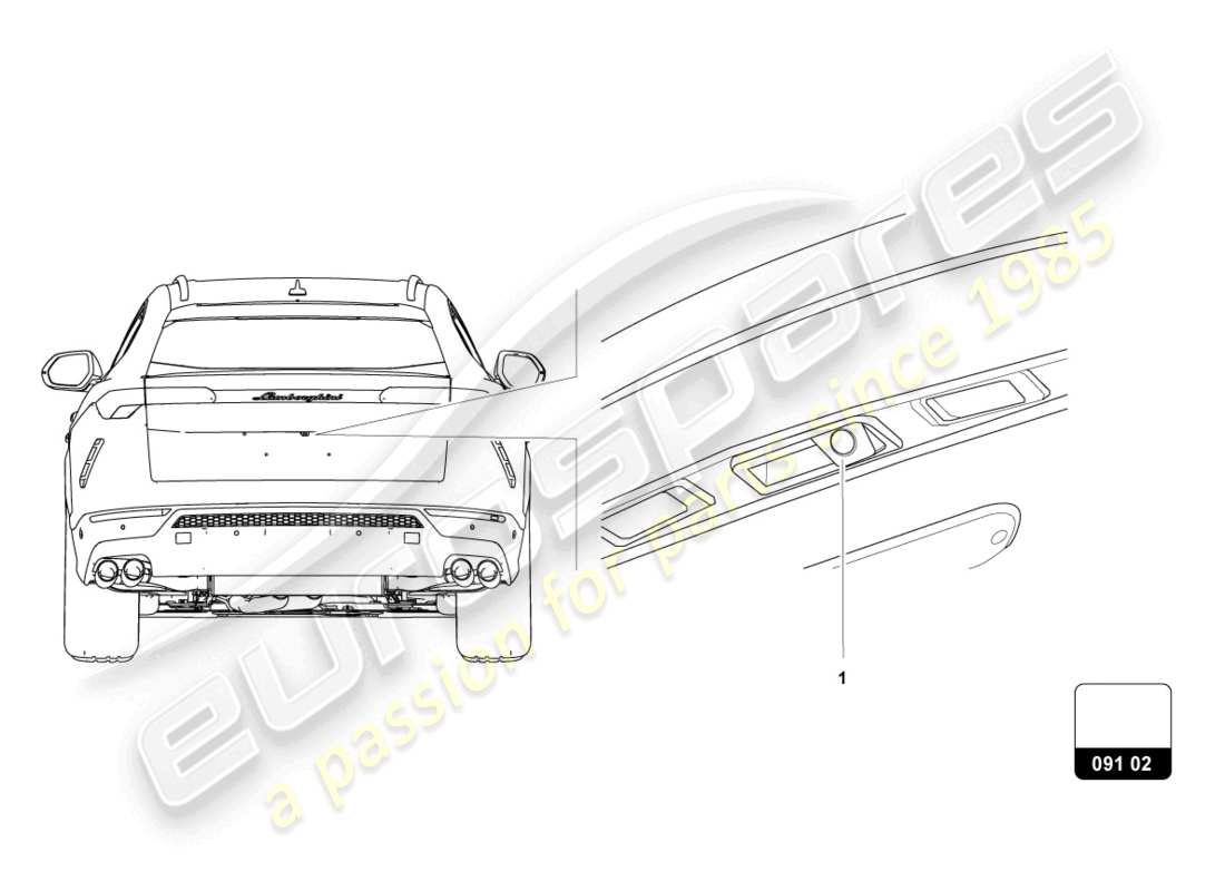 lamborghini urus s (accessories) retrofit kit for reversing camera part diagram