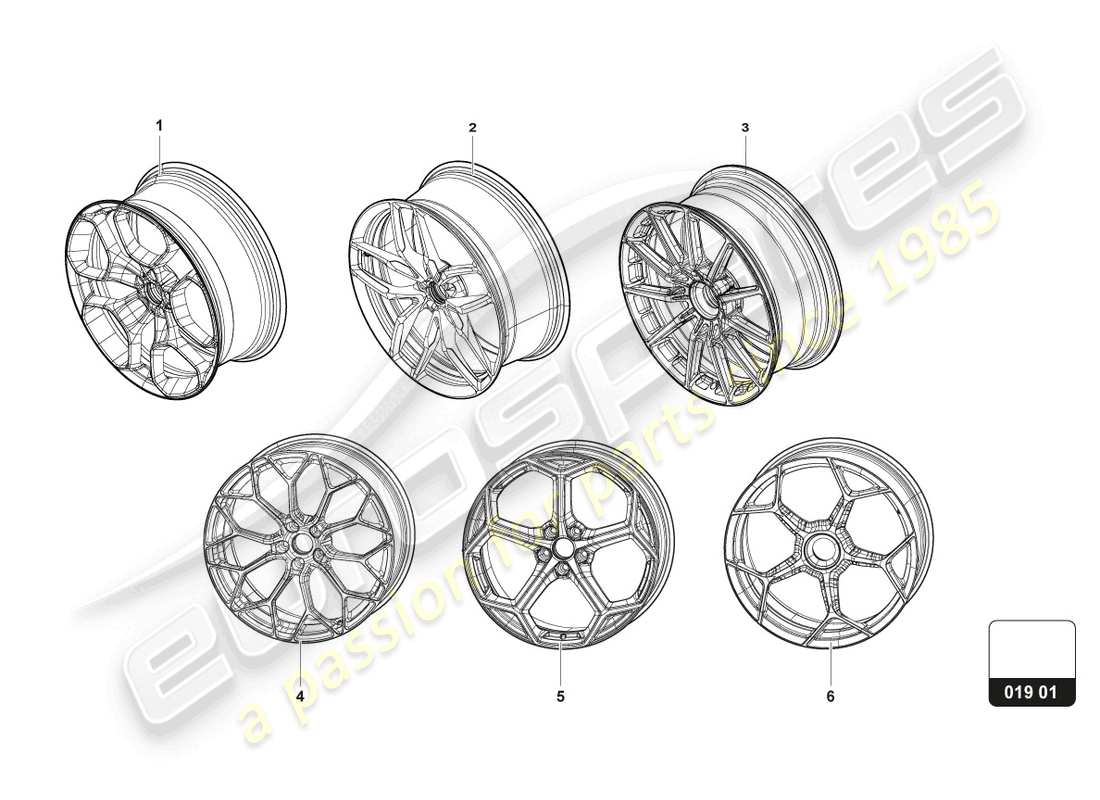 lamborghini huracan sterrato (accessories) aluminium rim part diagram