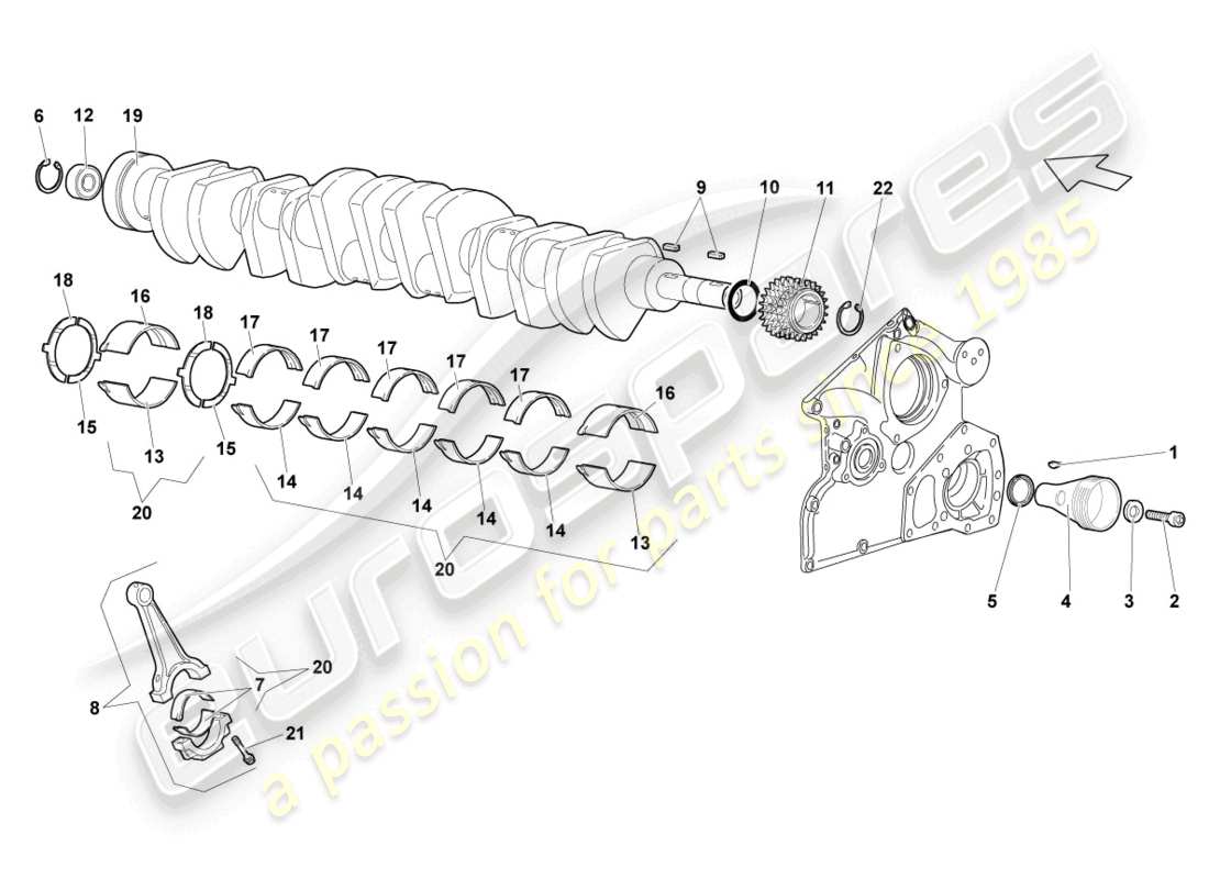 lamborghini lp640 coupe (2007) crankshaft part diagram