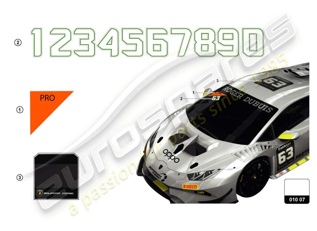 lamborghini super trofeo evo (2018) stickers part diagram