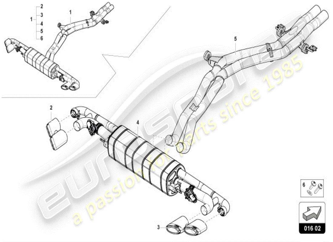 lamborghini urus s (accessories) sport exhaust system part diagram