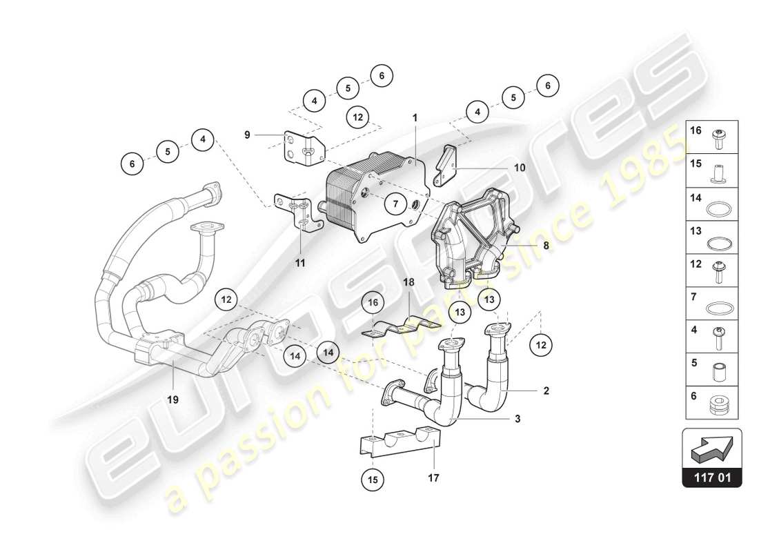 lamborghini ultimae roadster (2022) oil cooler part diagram