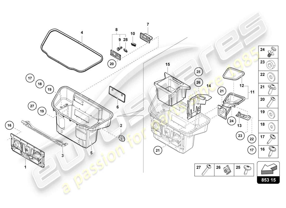 lamborghini sto (2024) luggage compartment lining part diagram