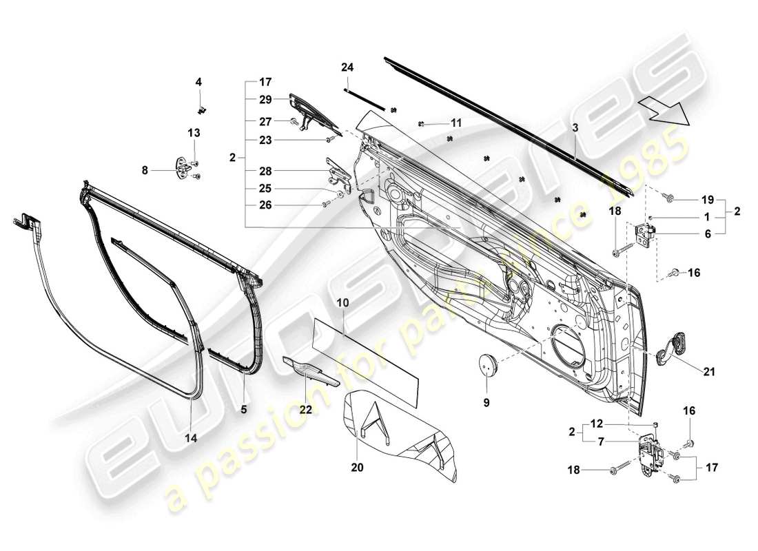 lamborghini lp570-4 spyder performante (2012) door part diagram