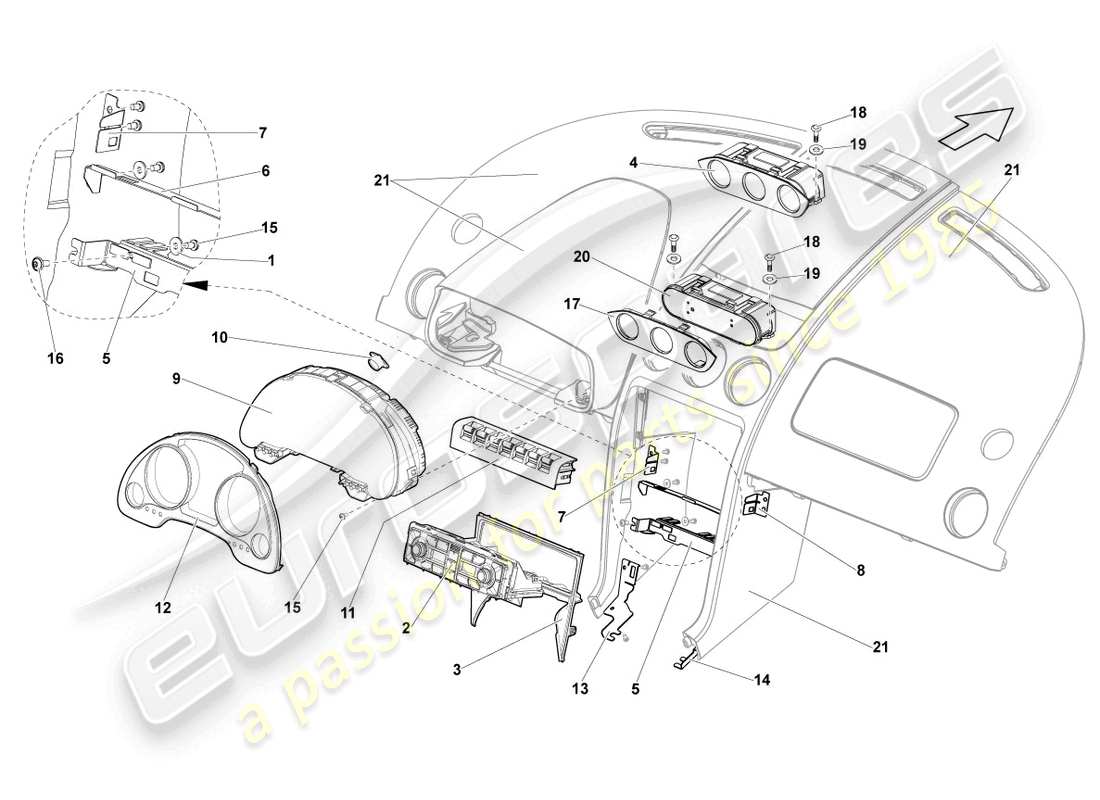 lamborghini lp570-4 spyder performante (2014) combi-instrument part diagram