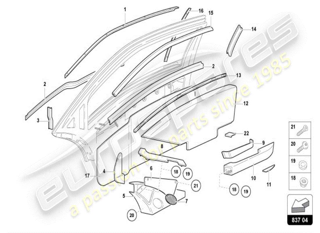 lamborghini diablo vt (1995) driver and passenger door part diagram