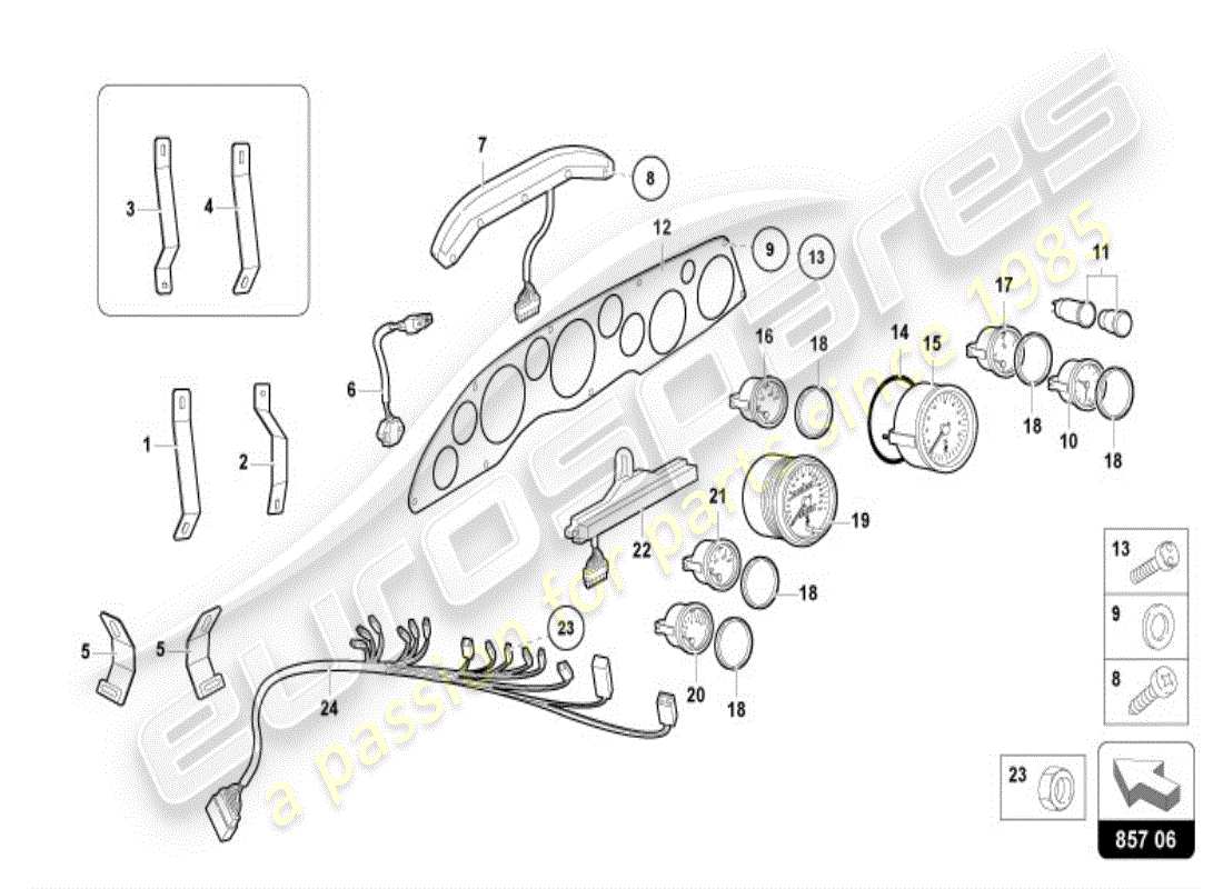 lamborghini diablo vt (1999) combi-instrument part diagram