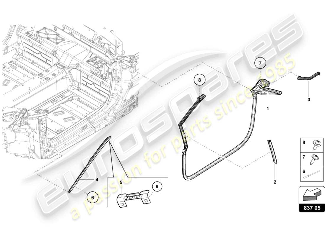 lamborghini evo spyder (2021) gaskets front doors part diagram