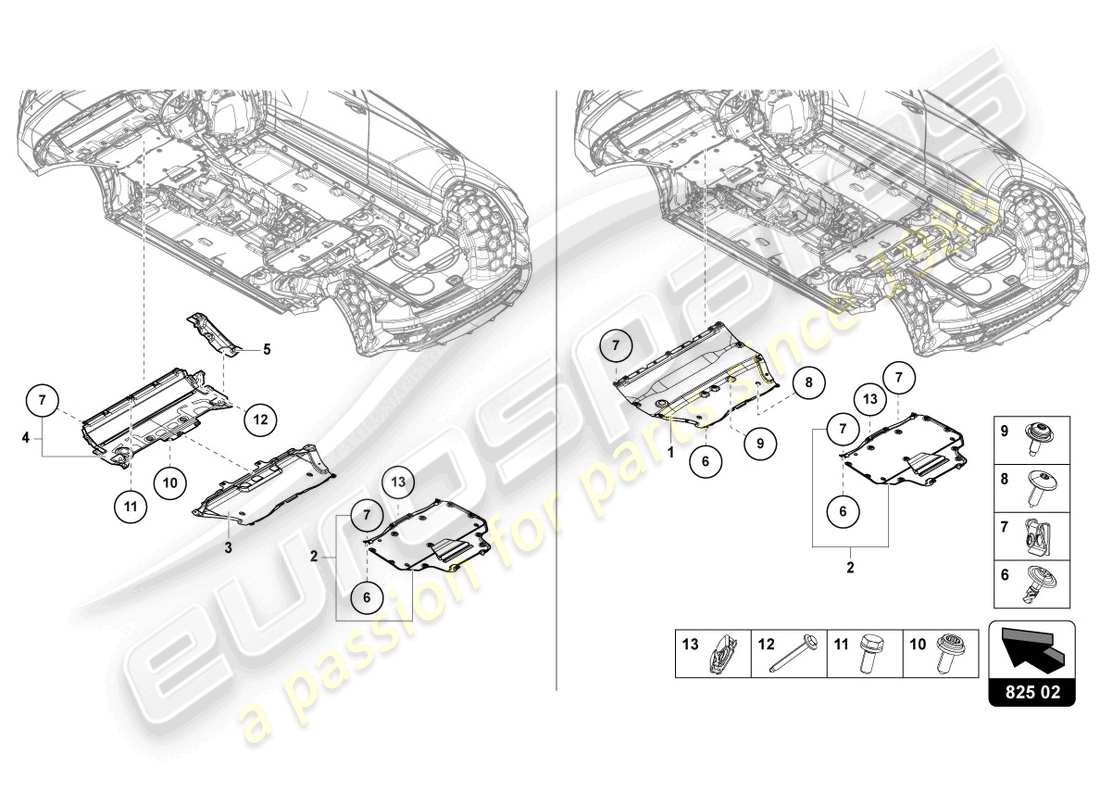 lamborghini urus s (2023) underbody trim part diagram