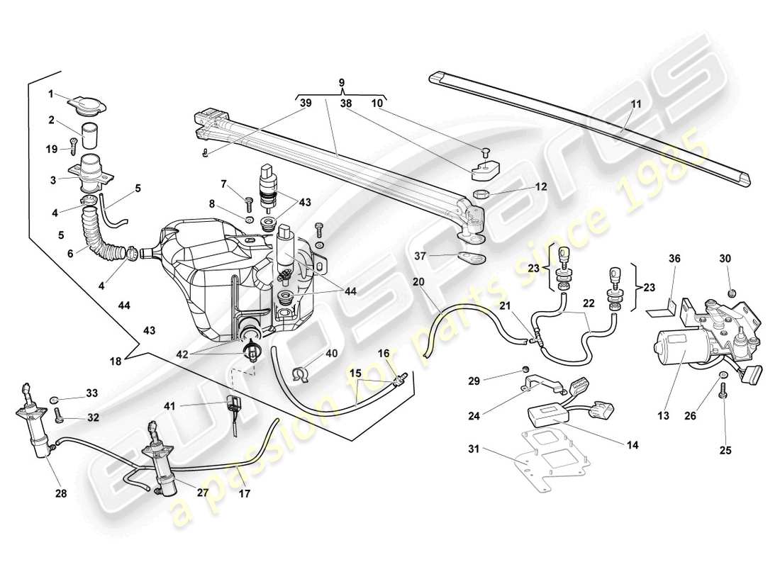 lamborghini lp640 roadster (2007) windshield wiper part diagram