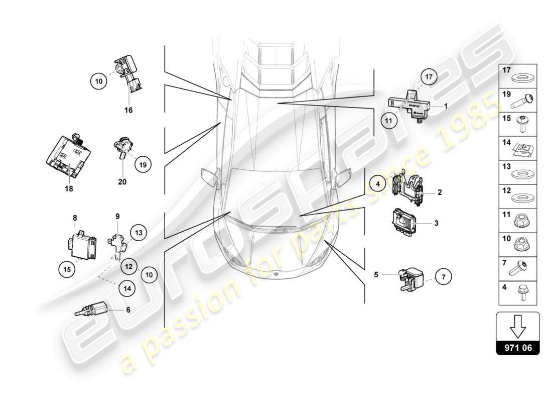 lamborghini evo spyder (2022) control unit part diagram