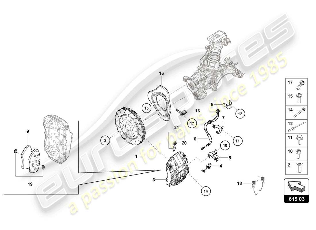 lamborghini evo coupe 2wd (2022) brake disc (vented) front part diagram