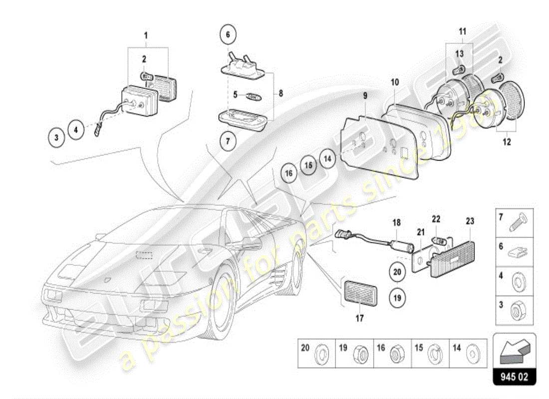 lamborghini diablo vt (1998) tail light rear part diagram