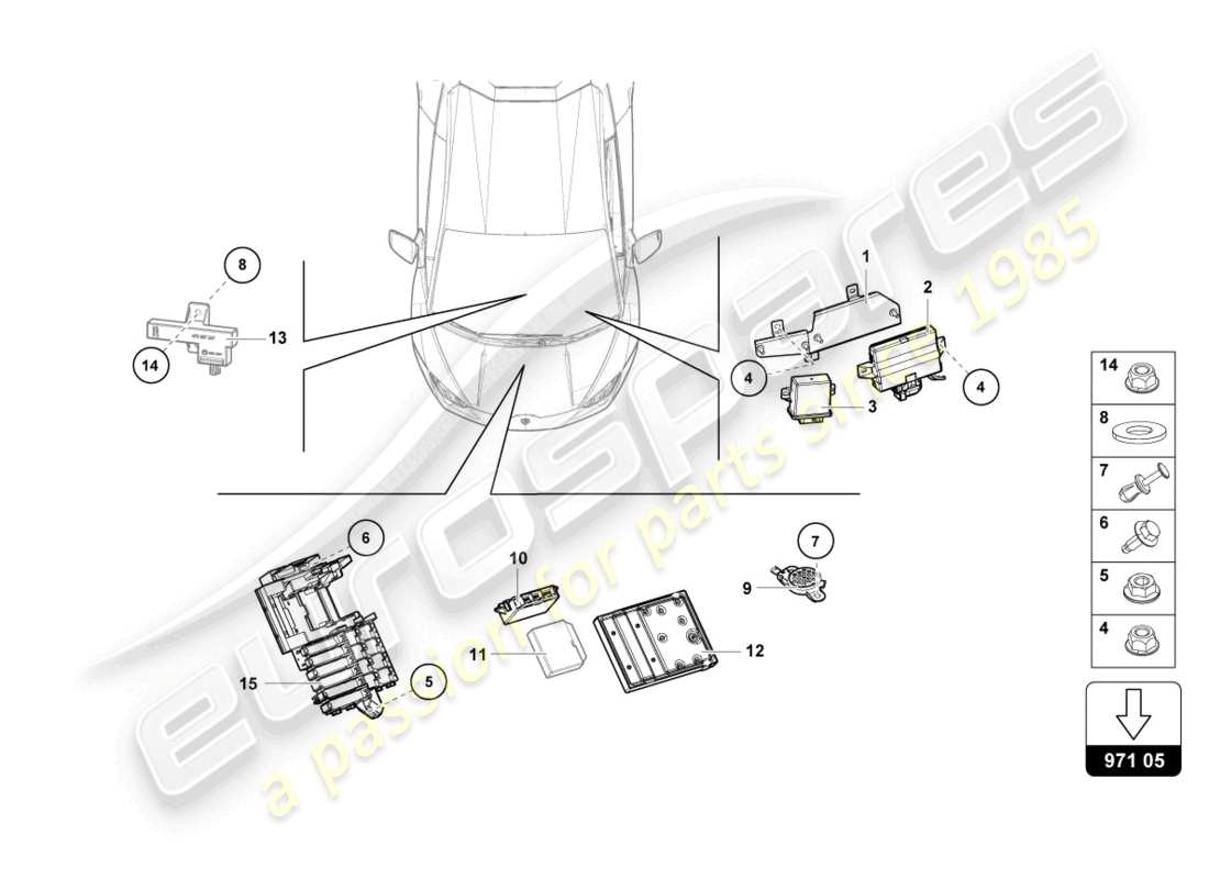 lamborghini evo spyder (2021) control unit part diagram