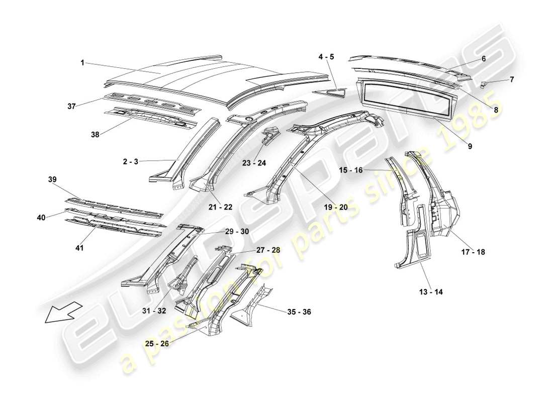 lamborghini lp640 coupe (2009) roof part diagram