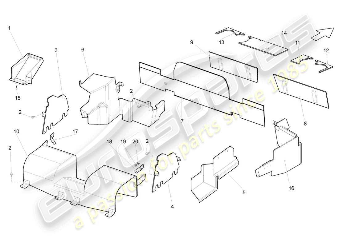 lamborghini gallardo spyder (2007) cross panel with scuttle part diagram