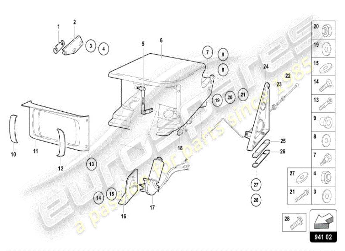 lamborghini diablo vt (1995) headlight device part diagram