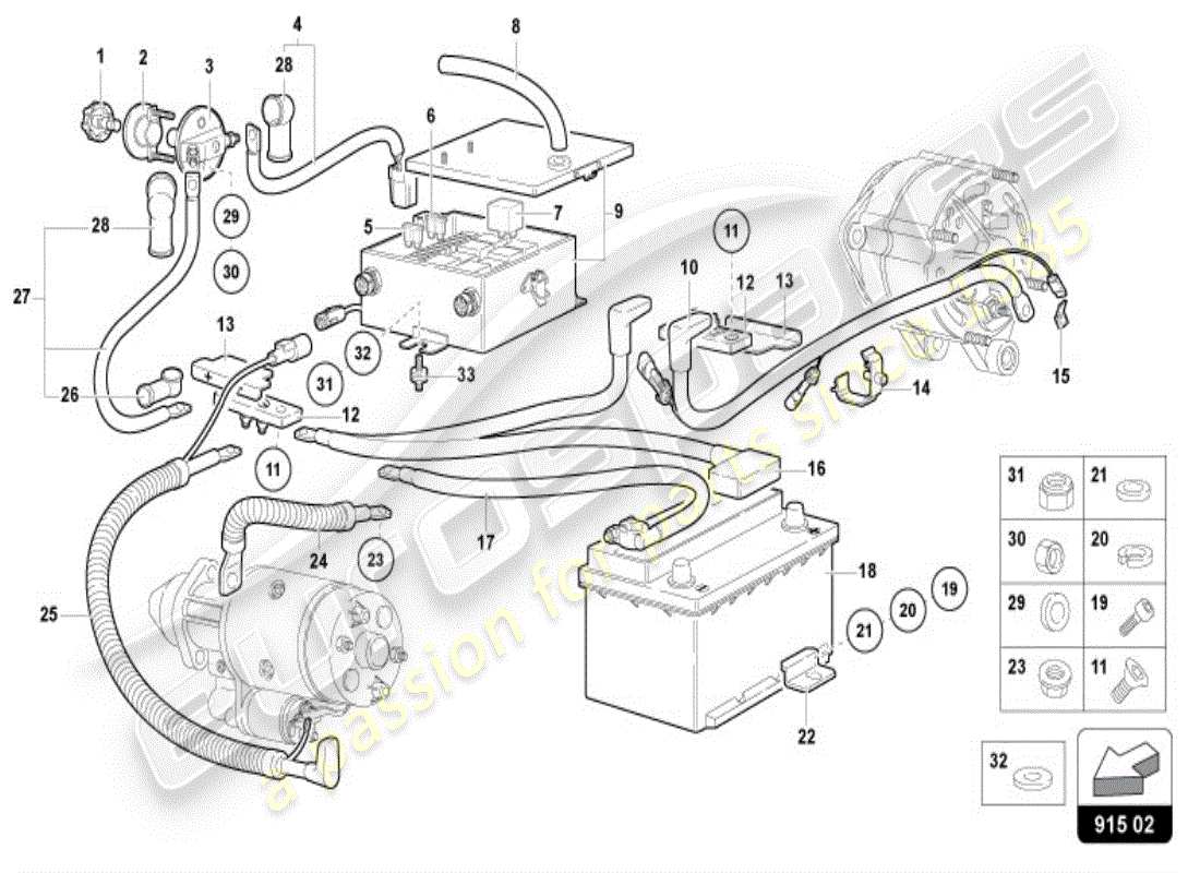 lamborghini diablo vt (1995) battery part diagram