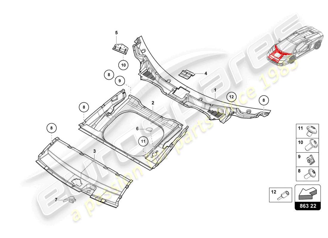 lamborghini countach lpi 800-4 (2022) luggage comp. floor covering part diagram