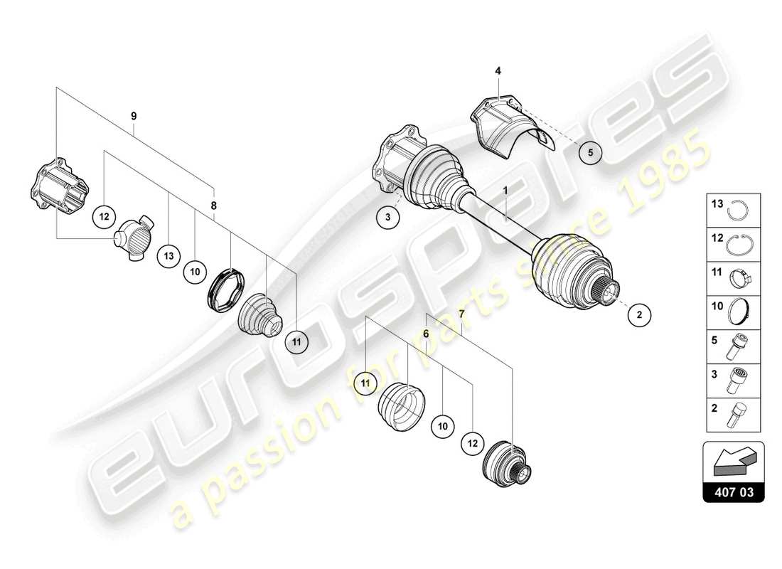 lamborghini urus s (2024) drive shaft part diagram