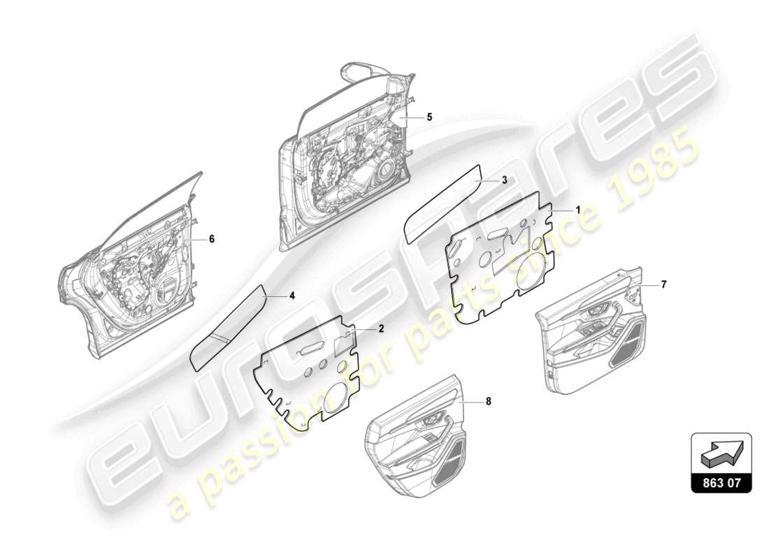 lamborghini urus (2020) sound absorber piece part diagram