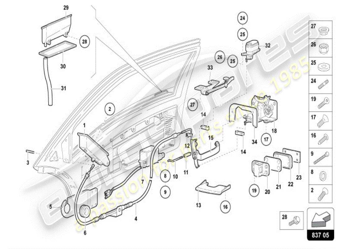 lamborghini diablo vt (1997) door part diagram