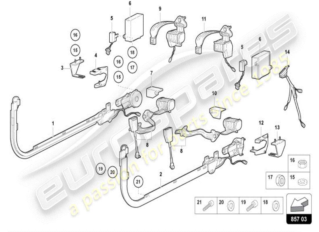 lamborghini diablo vt (1997) seat belts part diagram