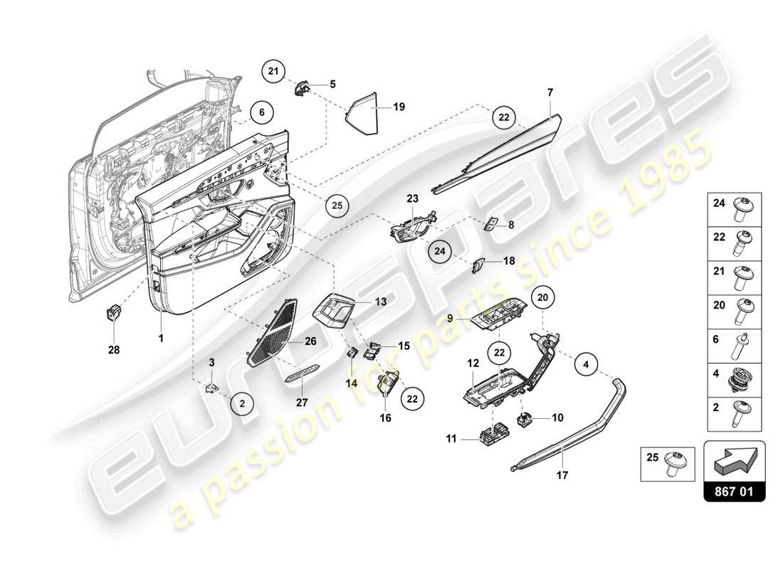 lamborghini urus (2020) door panel front part diagram