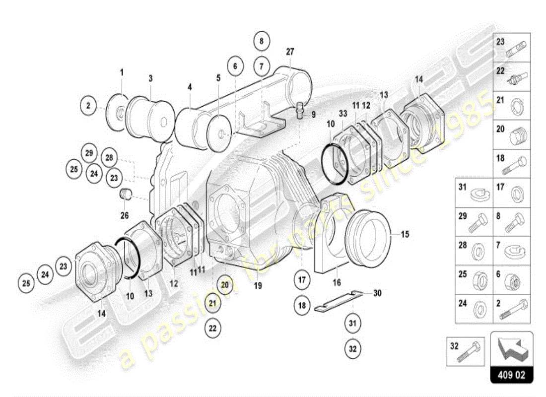 lamborghini diablo vt (1997) front axle differential box part diagram