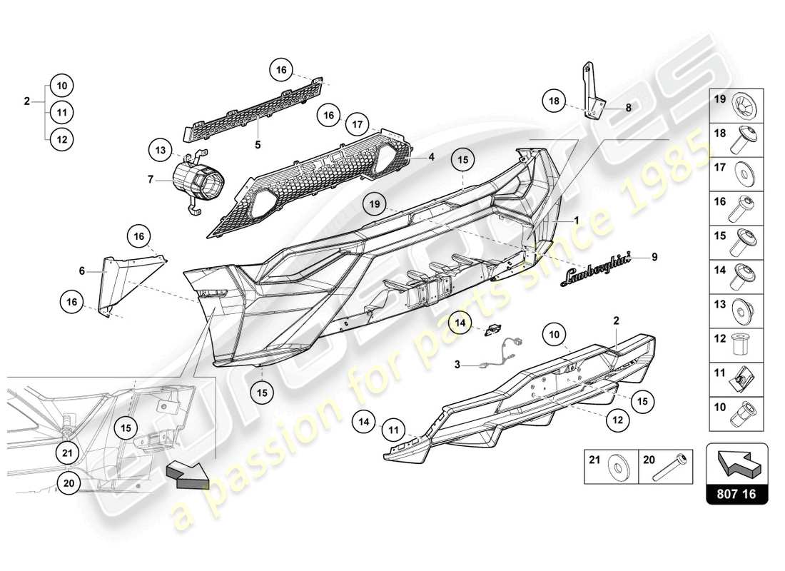 lamborghini sto (2021) bumper rear part diagram