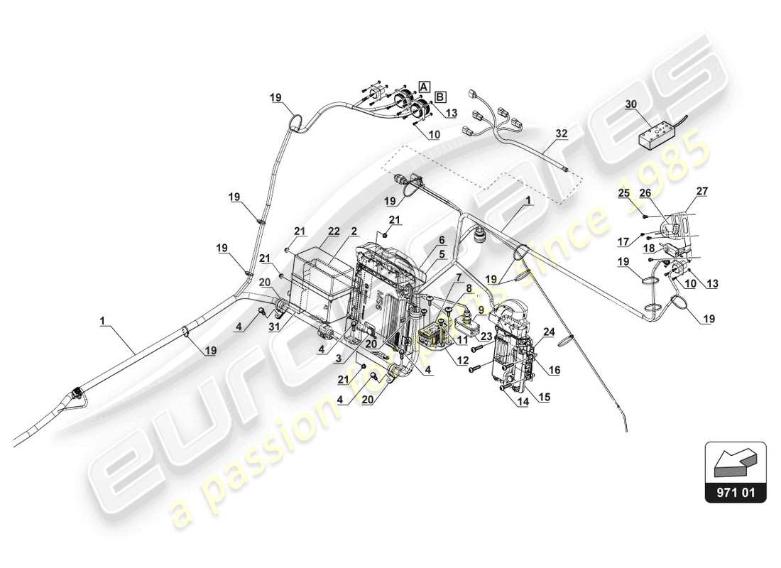 lamborghini gt3 evo (2018) electrics interior part diagram